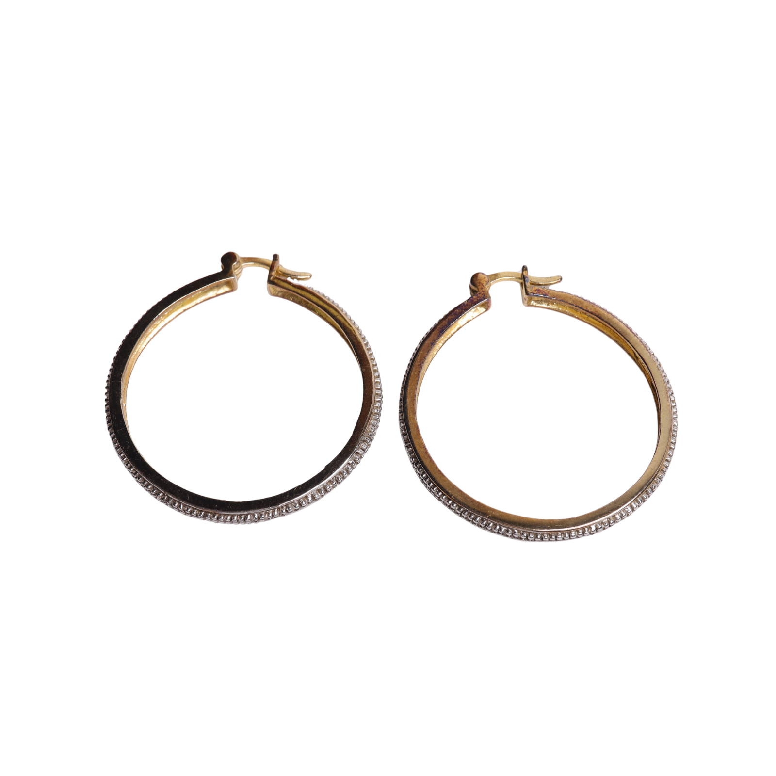 Gold Tone Women's Hoop Saddleback Textured Earrings - 1.25 Inches